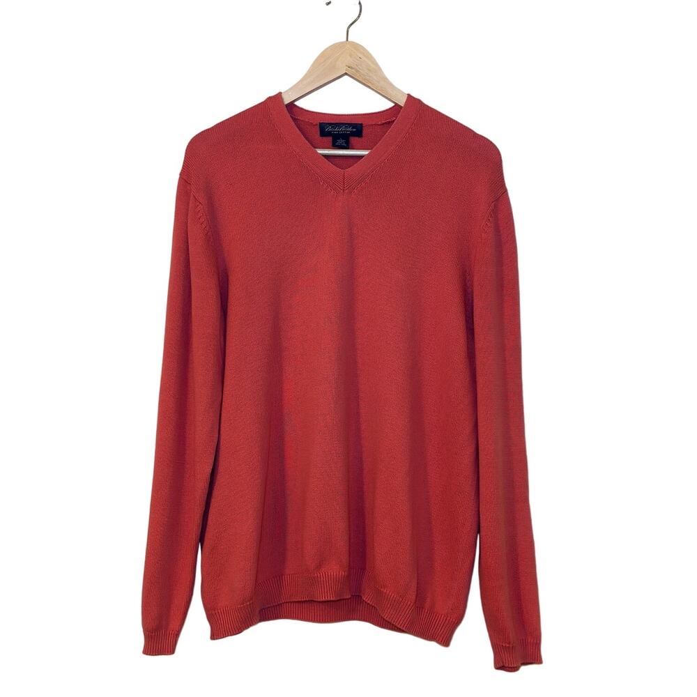 Brooks Brothers 100% Pima Cotton Men’s Large Long Sleeve Pullover V-Neck Sweater